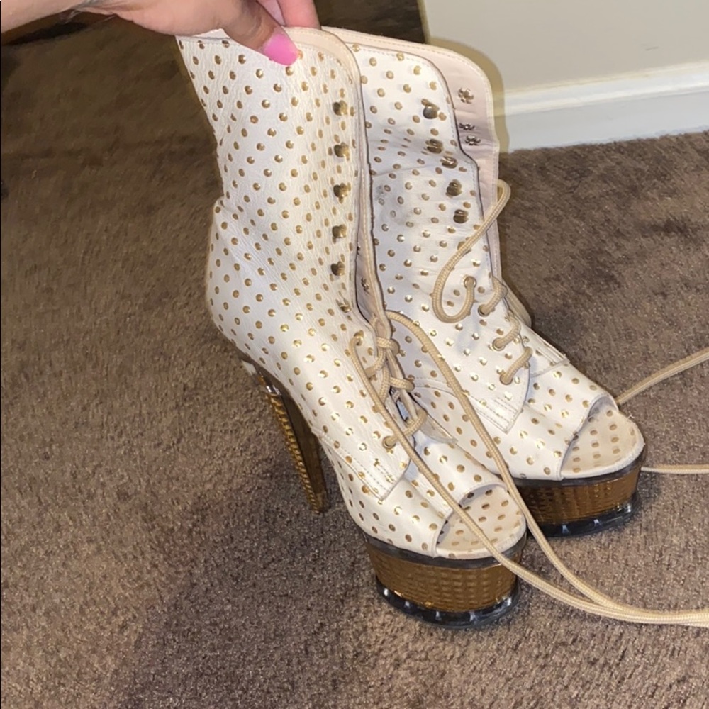Gold & White Dancer Heels